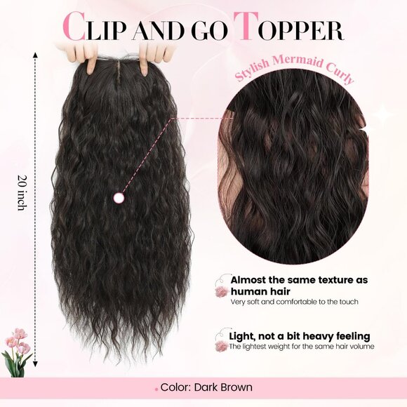 Curly Hair Topper Lightweight, Natural-Looking Hairpiece for Women - Picture 3 of 5